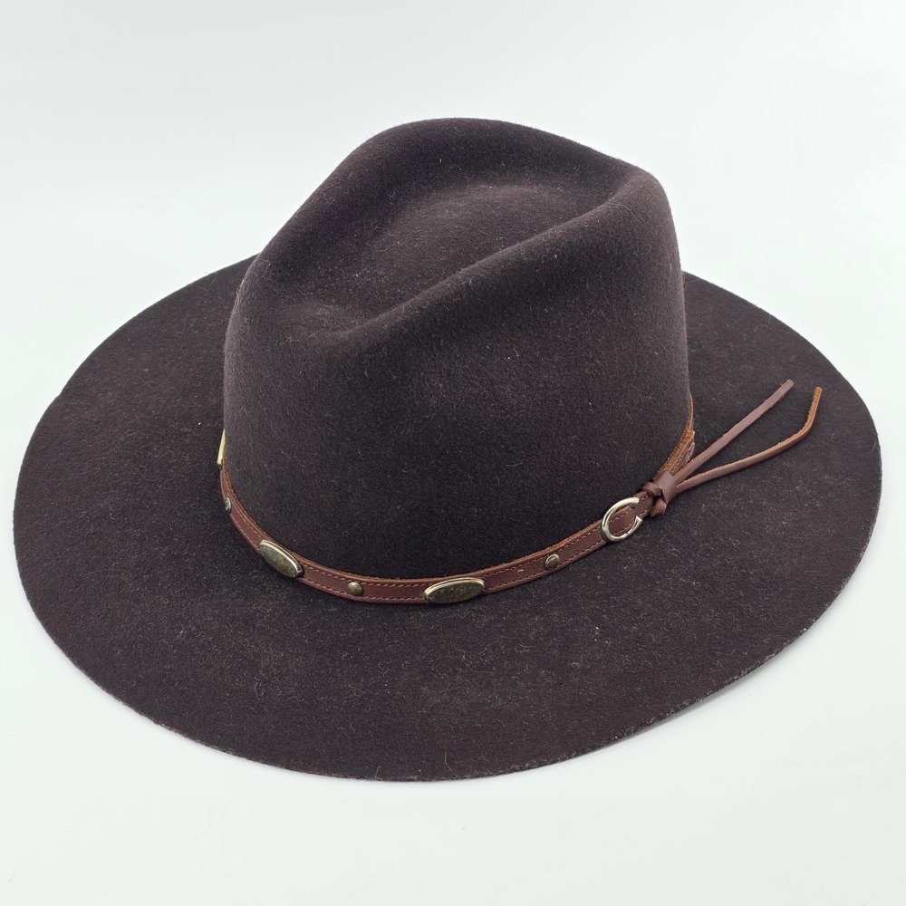 VTG Wrangler Rugged Wear Brown Cowboy Hat Sz 6 7/8 USA 100% Wool Western Trump